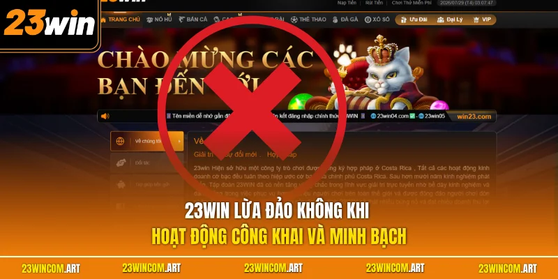 23WIN Lừa Đảo Không? Thực Hư Đánh Giá Sảnh Cược Năm 2026 1 23WIN lừa đảo không khi hoạt động công khai và minh bạch