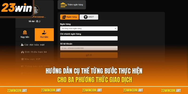 Hướng dẫn cụ thể từng bước thực hiện cho ba phương thức