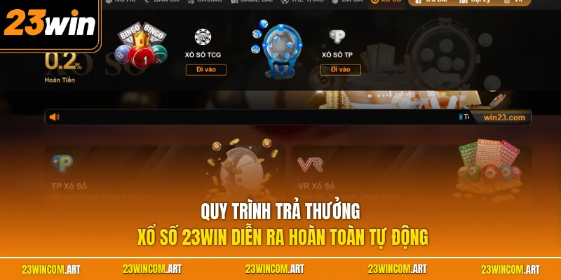 Quy trình trả thưởng xổ số 23WIN diễn ra hoàn toàn tự động 
